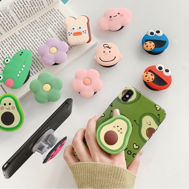 NEW Cartoon Round Universal Mobile Phone Ring Holder Airbag Gasbag fold Stand Bracket Mount For iPhone XR Samsung Huawei Xiaomi