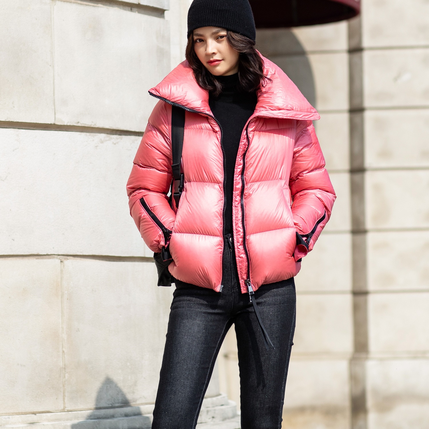 Moncle White Duck Down Jacket Women Bubble Coat Puffer Jacket Winter Clothes Pink Coats ins Bomber Jackets Warm Woman Down Parka