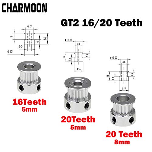 GT2 Pulley 3D Printer Parts Accessory GT2 20Teeth 16Teeth Bore 5mm/8mm Timing Alumium for GT2 6mm Open Timing Belt