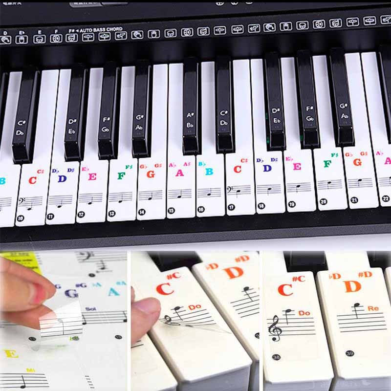 Piano Keyboard Stickers Colorful Transparent for Piano Keys Stickers for 88/61/54/49/37 Full Set Stickers Piano Spectrum Sticker