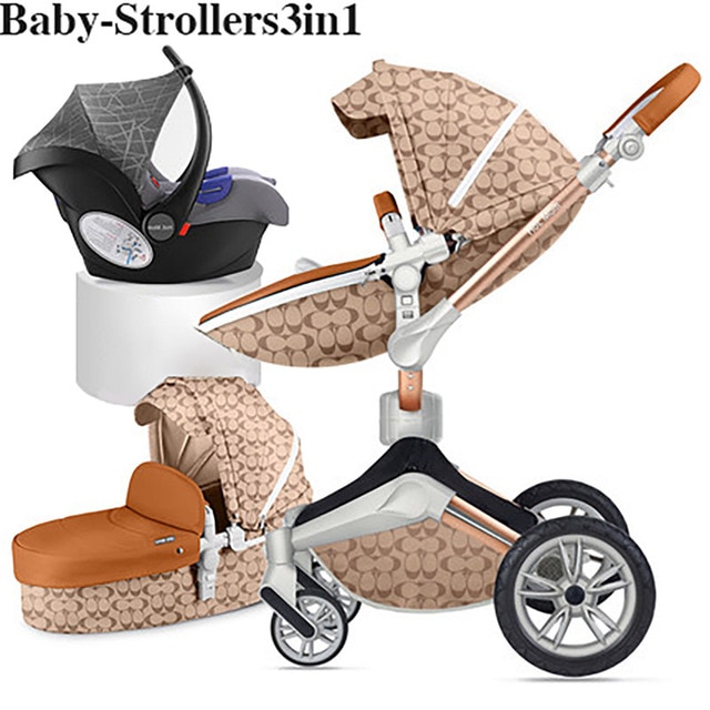 2021 Original Hot Mom Baby Stroller 3 in 1 High Landscape Carriage With Bassinet Folding Pram Luxury Travel System For Newborns