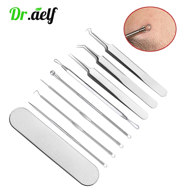 Stainless Steel Facial Acne Blackhead Remover Needles Extractor Pimple Blemish Comedone Removal Kit Double Head Face Care Tool