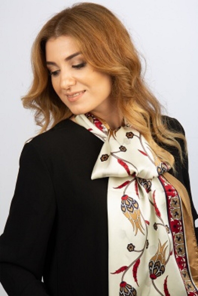 Made in Turkey 0 Pure Silk Scarf Shaw Brown Authentic Turkish Patterned Women Long Scarves Neck Scarf Foulard Kerchief