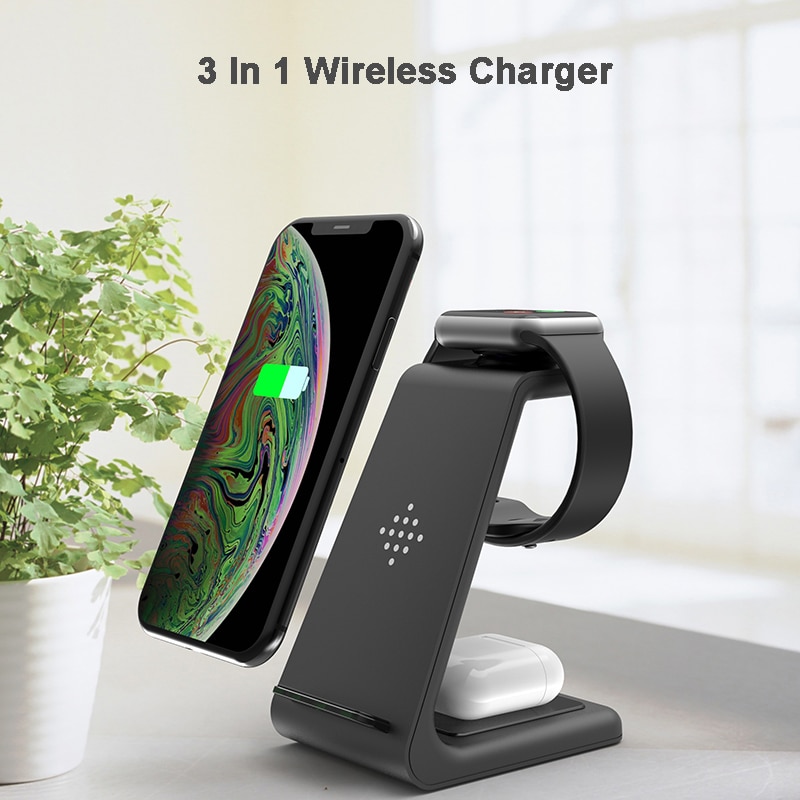 QI 10W Fast Charge 3 In 1 Wireless Charger For Iphone 11 Pro Charger Dock For Apple Watch 5 4 Airpods Pro Wireless Charge Stand