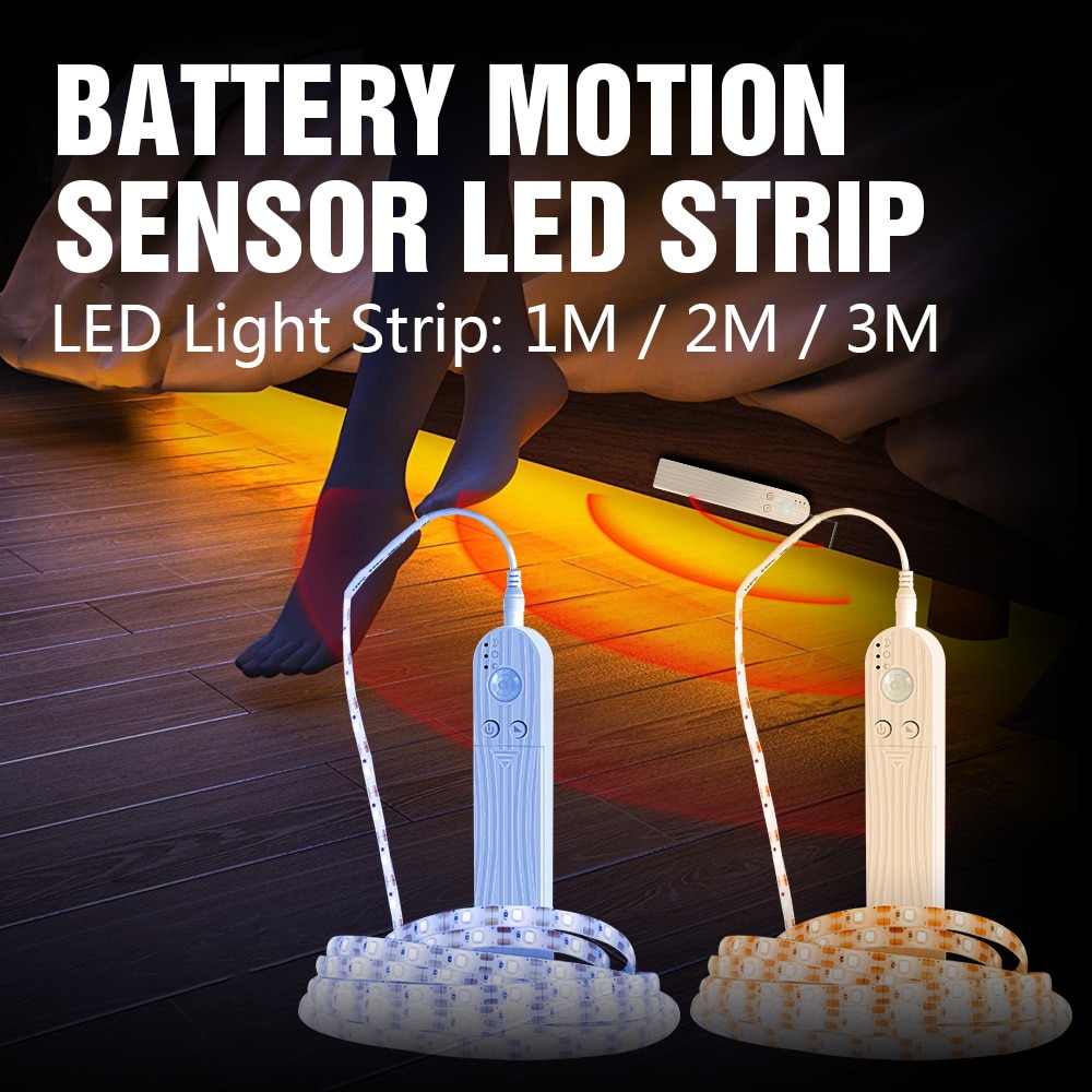 LED Strip With Motion Sensor DC5V SMD2835 Cabinet Lamp Tape Led Lights Waterproof Battery Conector Tira LED TV For Room Light