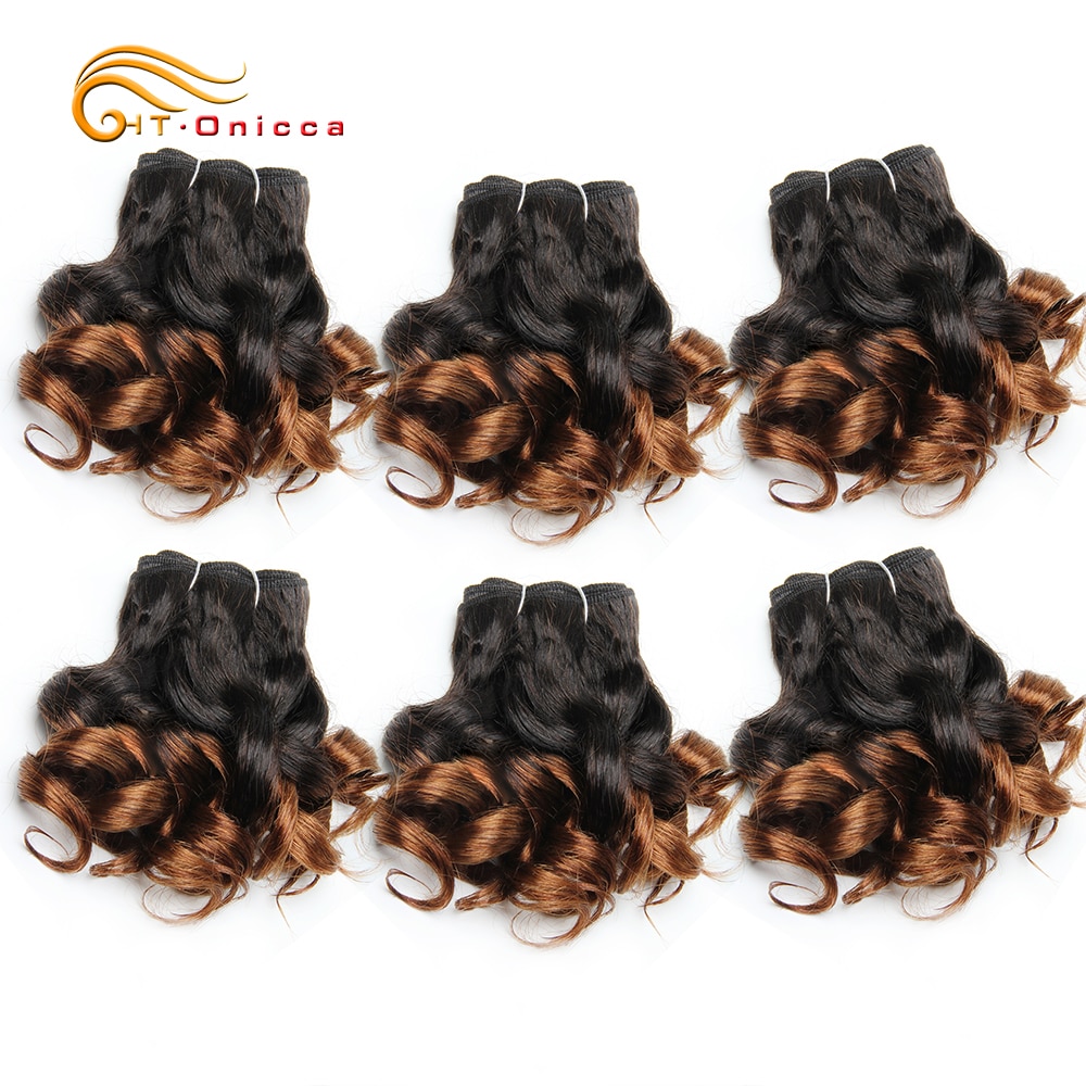 6 Pcs/Lot Curly Hair Bundles 8 Inch Ombre Brazilian Hair Weave Bundles Color 1B/2/4/30/33/99J/27 Human Hair Extension Remy