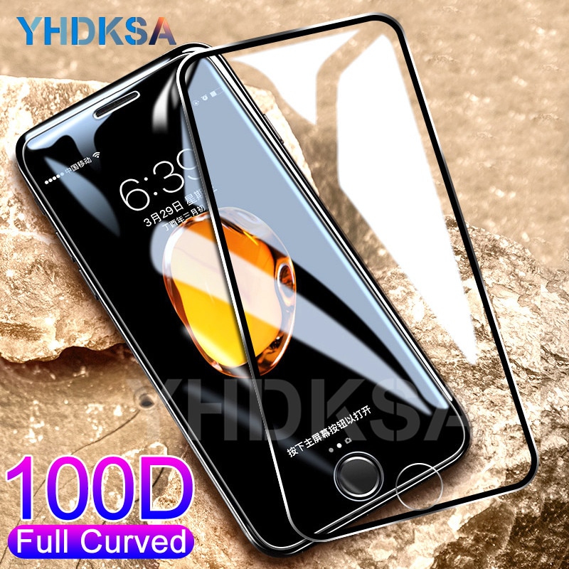 100D Curved Protective Tempered Glass on the For iPhone 6 6s 7 8 Plus Glass Screen Protector For iPhone X XR XS 11 Pro Max Film