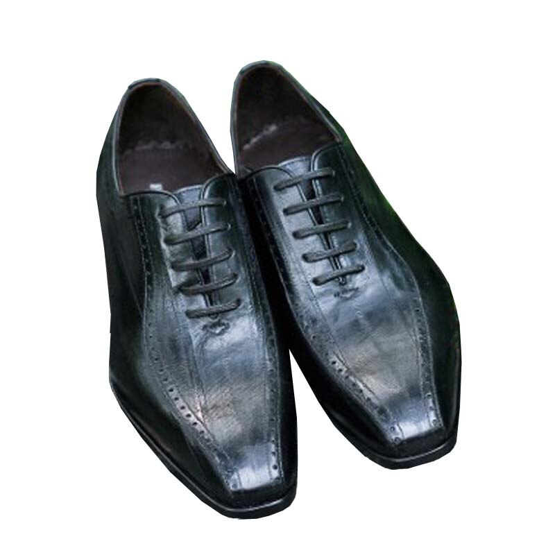 ourui Eel skin men business Leather shoes Genuine leather lace-up Men's shoes Black shoes Leather shoes