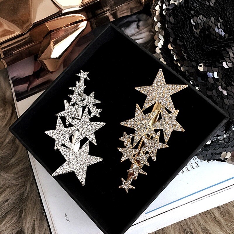 2020 New Shiny Star Barrettes Rhinestone Hairpins Hair Clip Sweet Headwear Hair Grip Hair Accessories For Women Girl Wedding