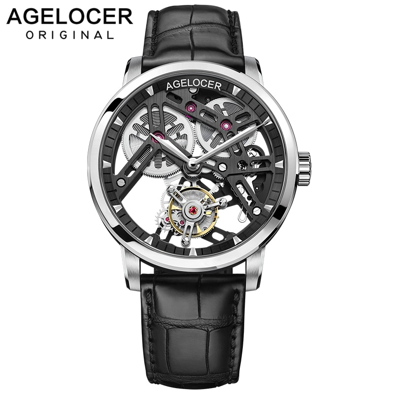 AGELOCER New Swiss Original Tourbillon Watch Men Power Reserve 80 Top Brand Luxury Skeleton Sapphire Clock Men Relogio Masculino