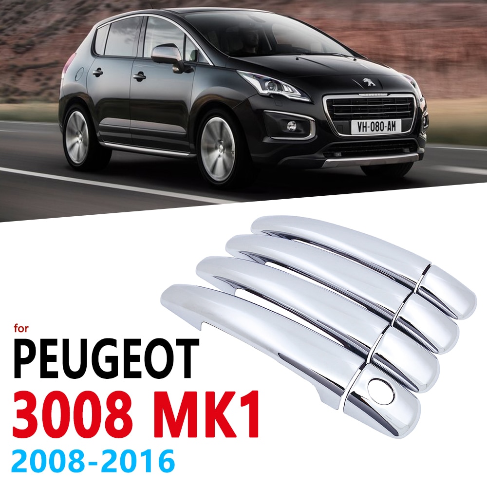 Chrome Handles Cover Trim for Peugeot 3008 MK1 2008~2016 Car Accessories Stickers Styling 2009 2010 2011 2012 2013 2014 2015