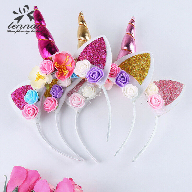 Brand New Fashion Magical Unicorn Horn Floral Head Party Kid Headband Fancy Dress Decorative Gifts 2021
