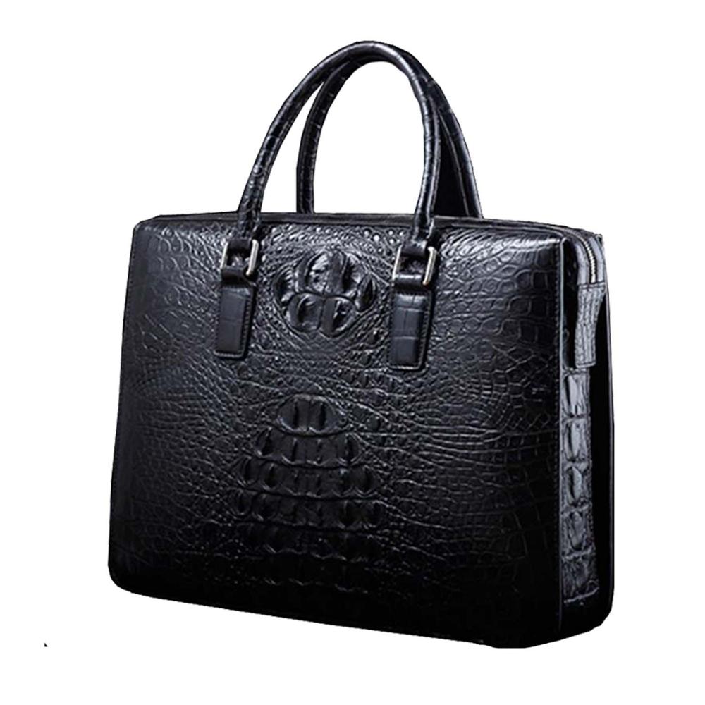 ourui new selling true crocodile male men briefcase black handbag men handbag crocodile leather men bag