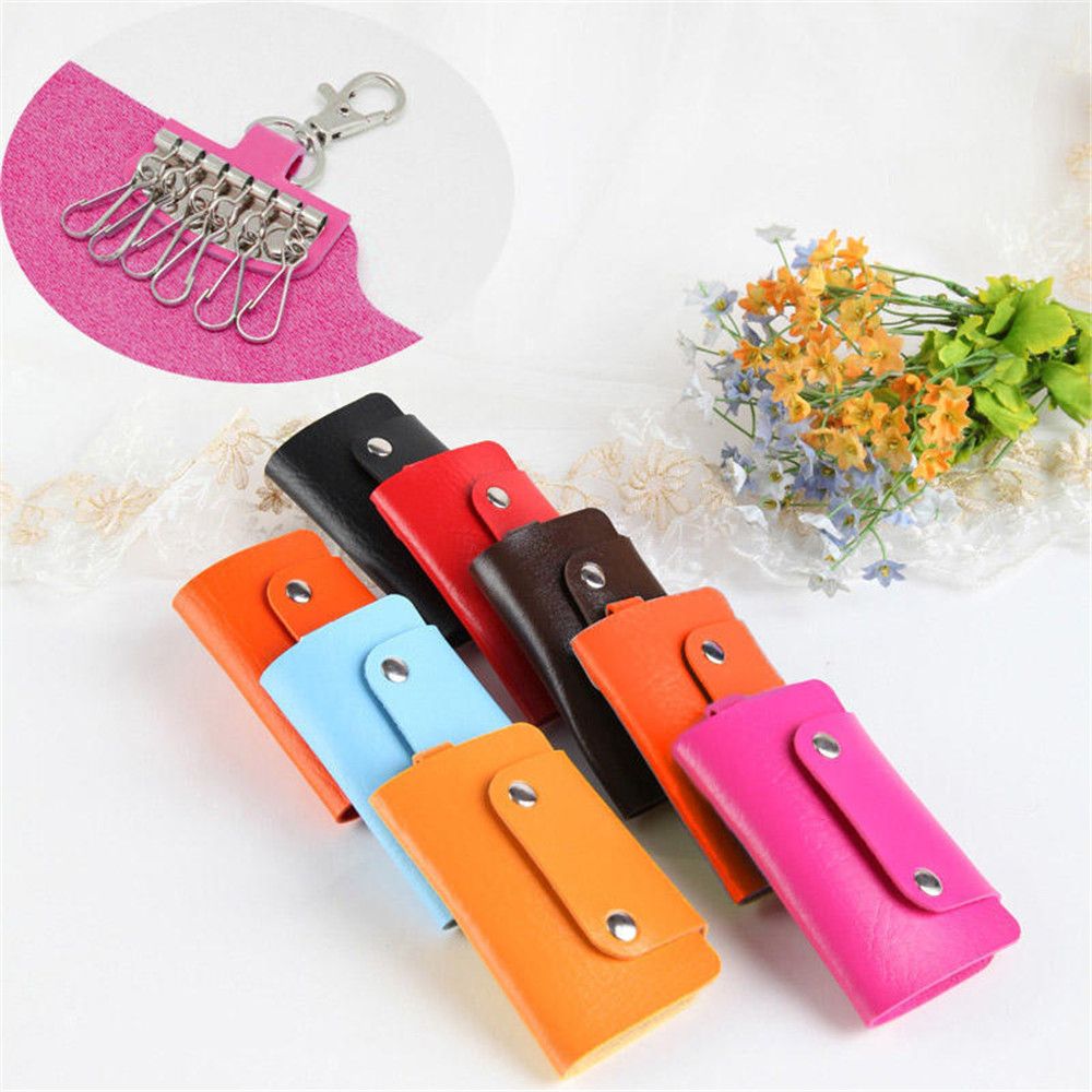 Hot Sale New PU Leather Housekeeper Holders Car Key Chain Key Holder Bag Case Wallet Cover Portable Pocket Keys Organizers