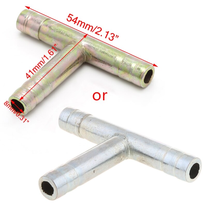 8mm 5/16" Tee 3 Way Hose Barbed Connector Air Fuel Water Pipe Gas Tubing 40JE