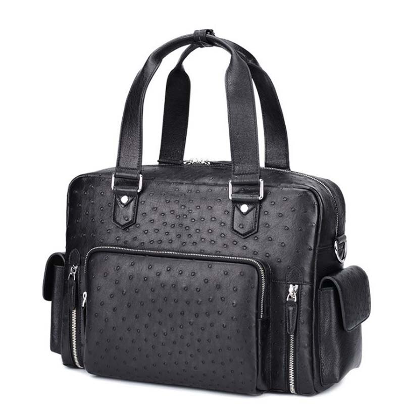 dae South Africa Ostrich leather Men's bags fashion leisure handbag Genuine leather Men's bags city male Travel bag men