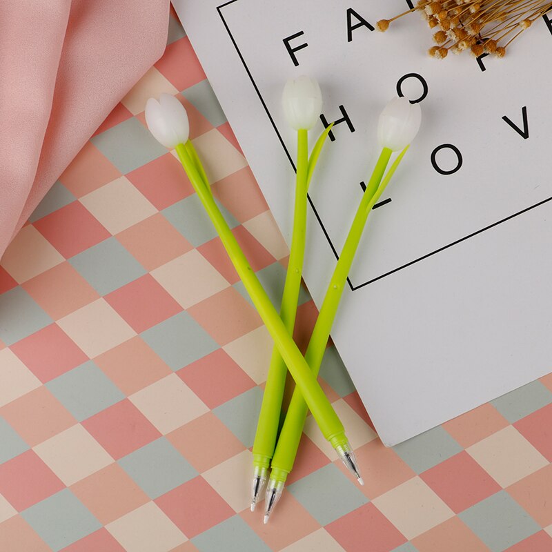 1pc Tulip Gel Pen Cute Flower Pen Novelty Neutral Pen For Kids Girls Gift School Office Stationery Supplies