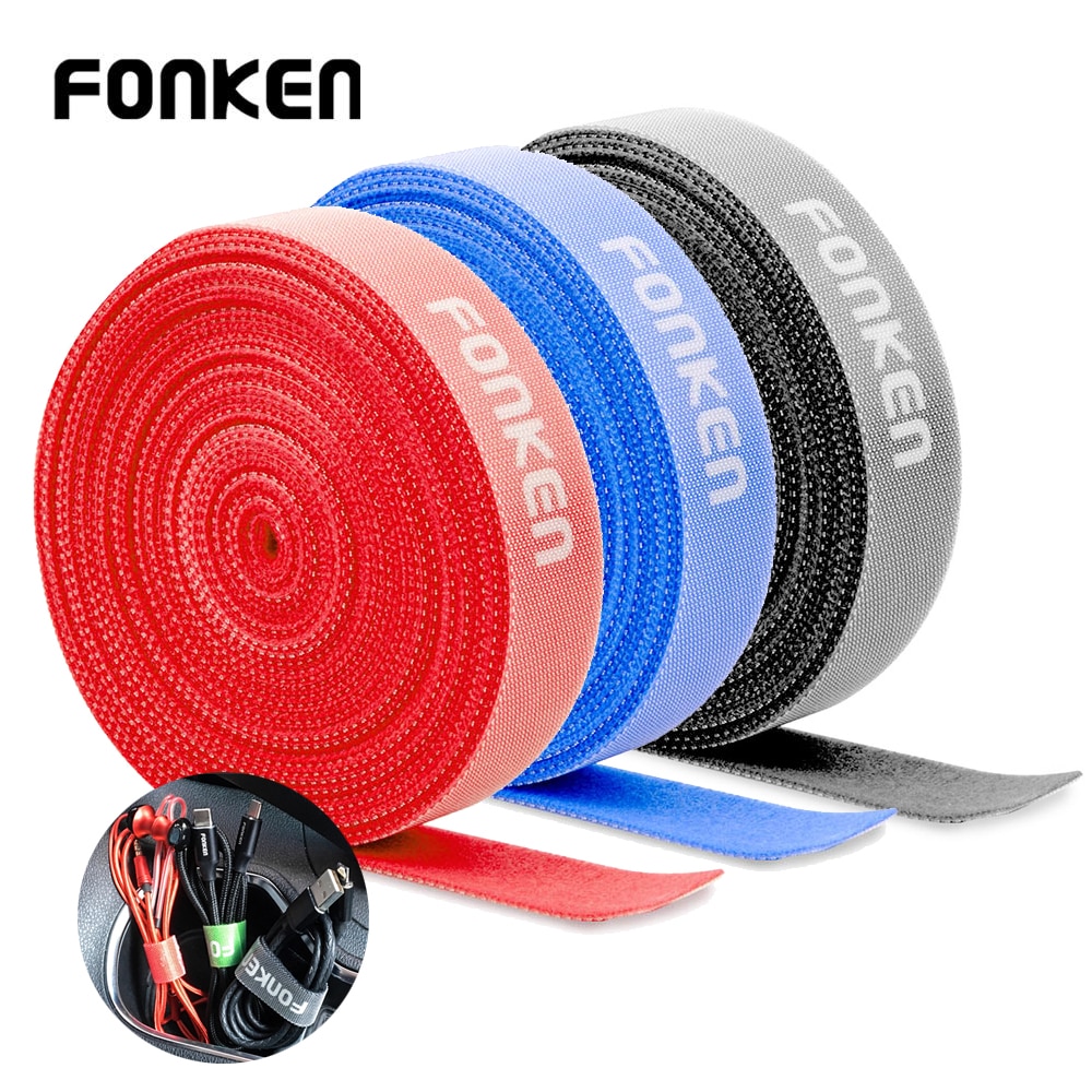 FONKEN USB Cable Organizer 5m 1m Management Cable Protector Ties Holder for Earphone Mouse Hoop Tape Wire Winder