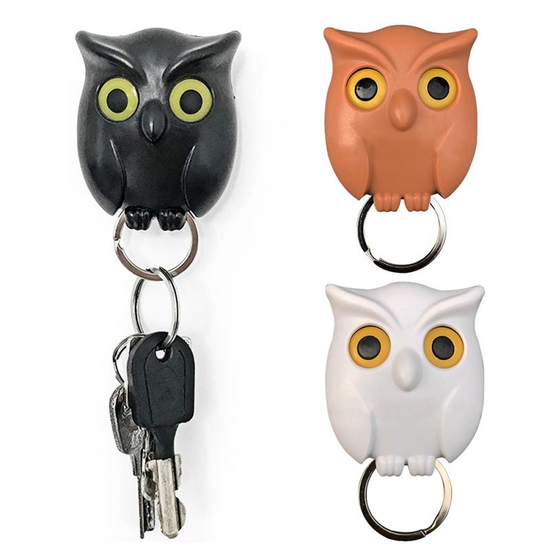 1PCS Night Owl Black white brown Magnetic Wall Key Holder Magnets Keep Keychains Key Hanger Hook Hanging Key It Will Open Eyes