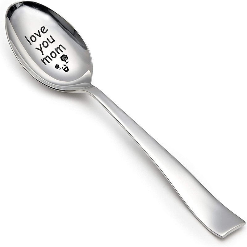 I Love You Mom Stainless Steel Coffee Soup Ice Cream Spoon Mother's Day Thanksgiving birthday Christmas New Year special Gift