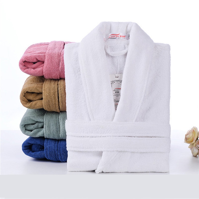 100% Cotton Toweling Terry Robe Unisex lovers Soft Bath Robe Men And Women Nightrobe Sleepwear Male Casual Home Bathrobe