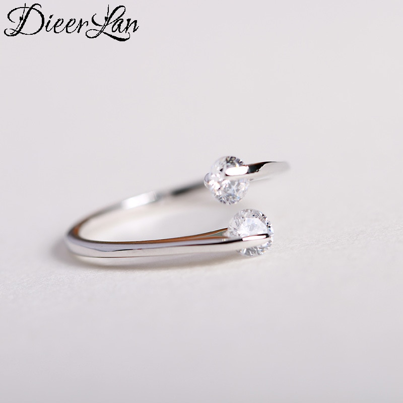 DIEERLAN Boho Vintage 925 Sterling Silver Crystal Rings For Women Men Big Open Finger Rings Party Gifts Anillos