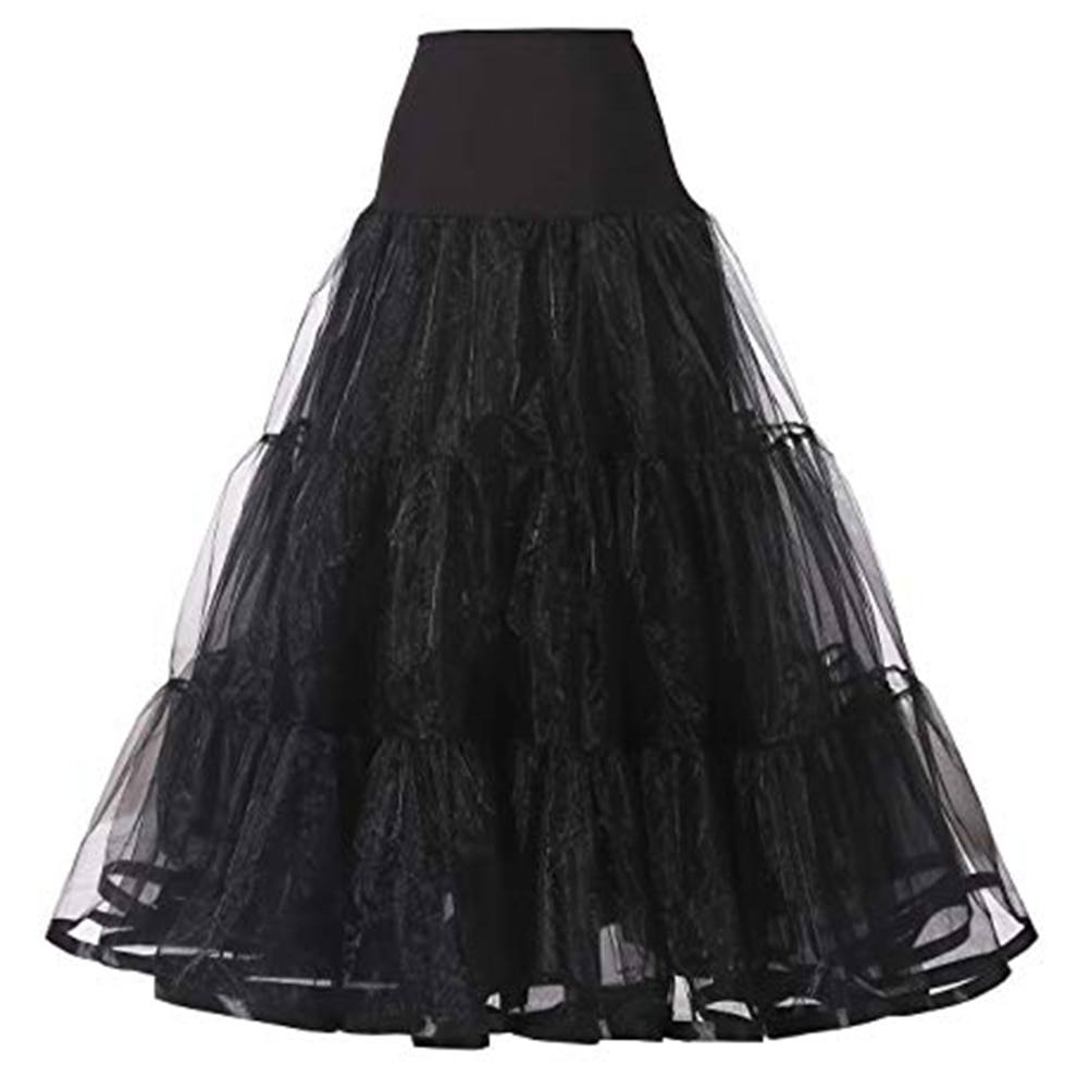 Free Long Organza Halloween Petticoat Crinoline Vintage Wedding Bridal Petticoat for Wedding Dresses Underskirt Rockabilly Tutu