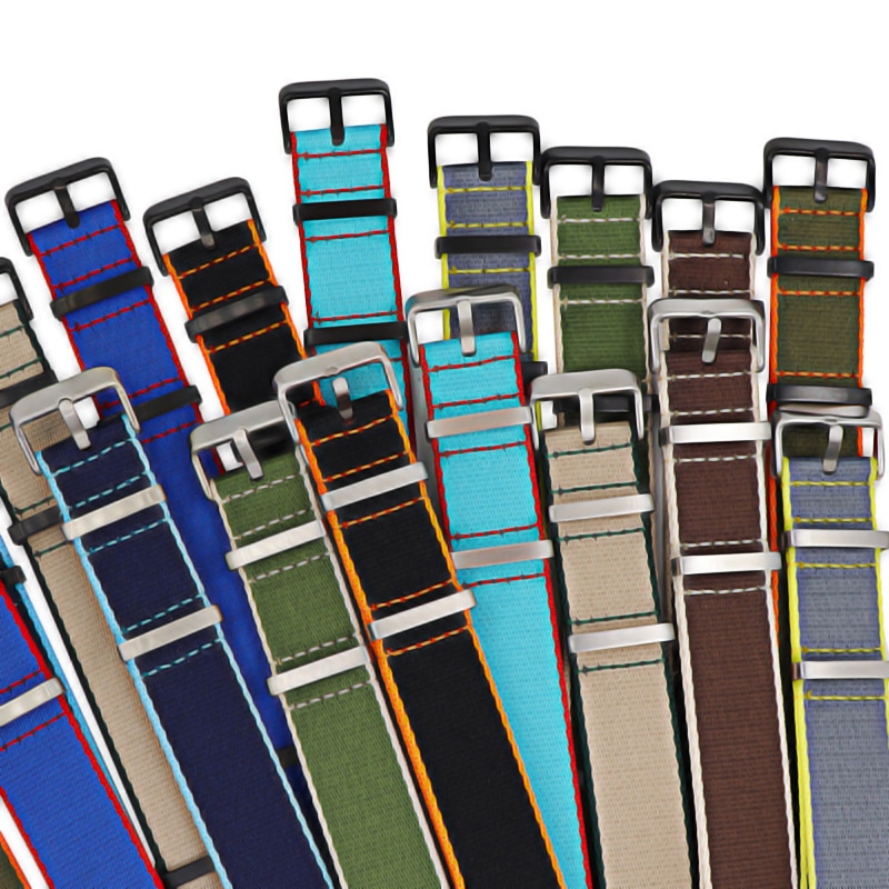 Premium Quality Herringbone 20mm 22mm Seatbelt Watch Band Nylon Nato Strap For Military Watch