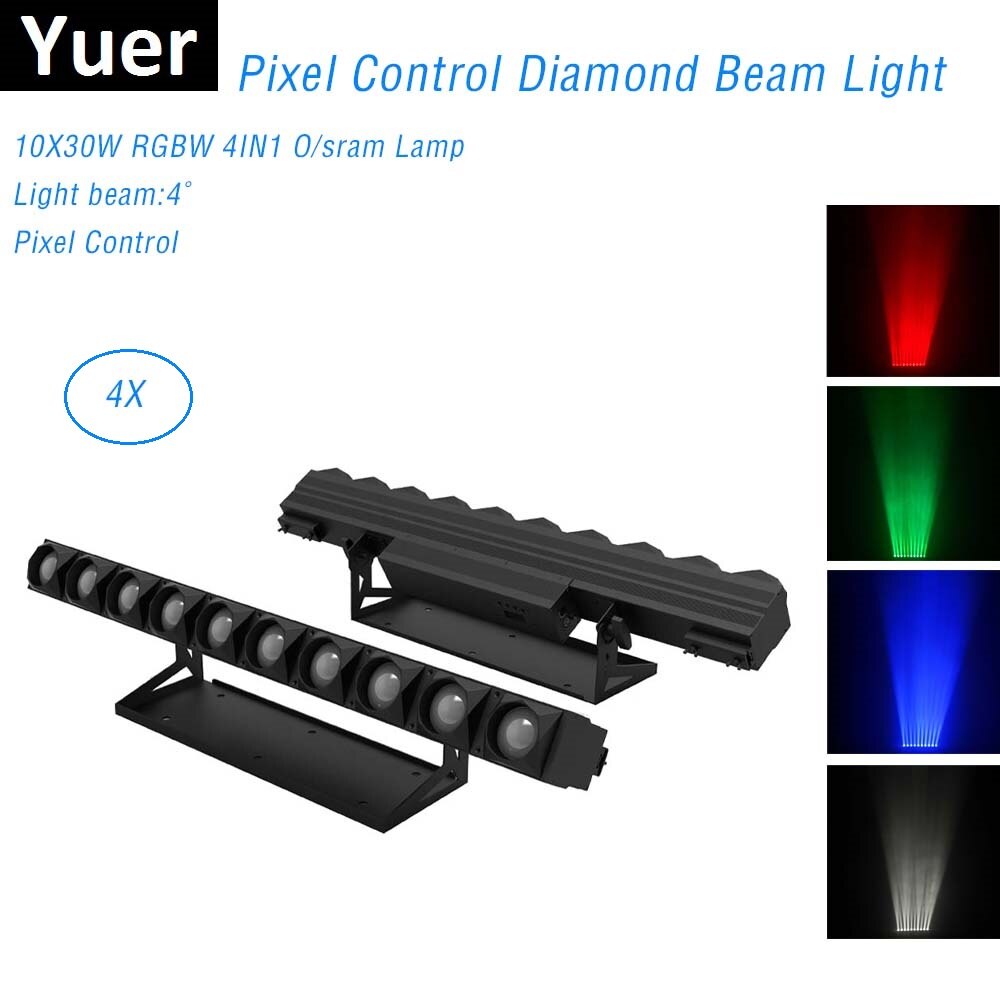 4Pcs/Lot 10X30W LED RGBW 4IN1 LED Wall Wash Light DMX LED Beam Light Pixel Control LED Beam Wash Stage Light Music Dj Projector