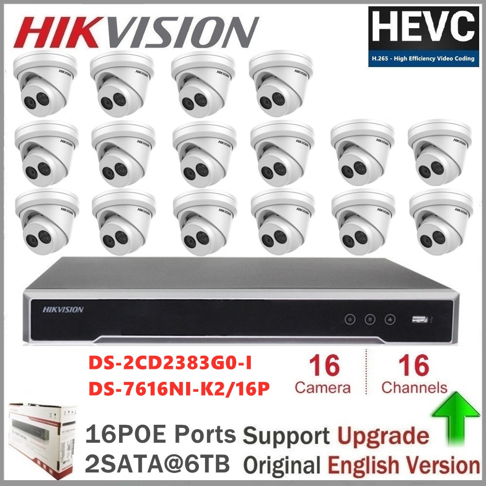 Hikvision 16CH CCTV Surveillance Kit 16Pcs 8MP POE IP Camera Security Camera System Onvif Home/Outdoor Weatherproof