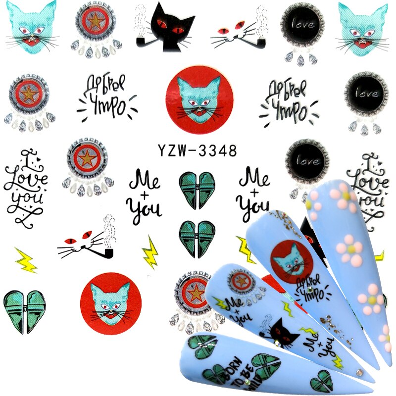 WUF 2020 NEW Designs Wolf/Vintage/Flamingo Noble Necklace Nail Art Water Decals Transfer Sticker Manicure Nail Decoration