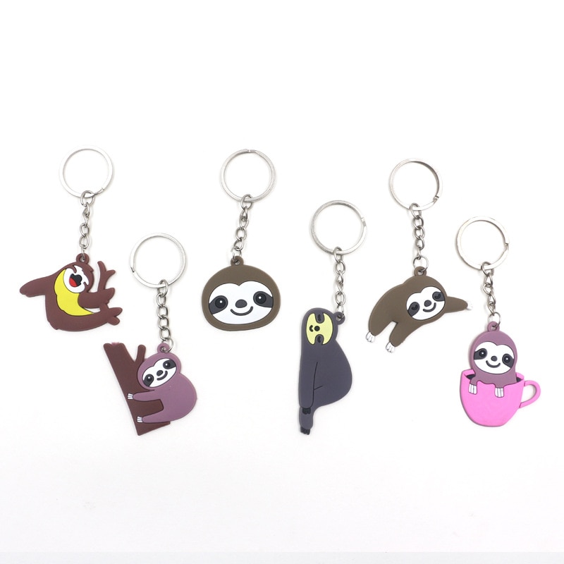 Cute Cartoon Animal Key Chains Sloth Car Bags Keychain Women Backpack Decoration Kids Gifts Funny Jewelry Accessories Key Chains