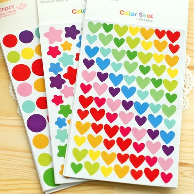 6Pcs/pack Cute Stationery Stickers Adhesive Paper Flake Aesthetic DIY Diary Scrapbooking School Supplies Kawaii for notebook