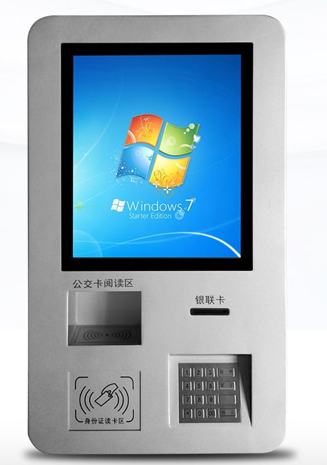 Wall mounted self service lcd Touch screen NFC / ORC card reader terminal kiosk