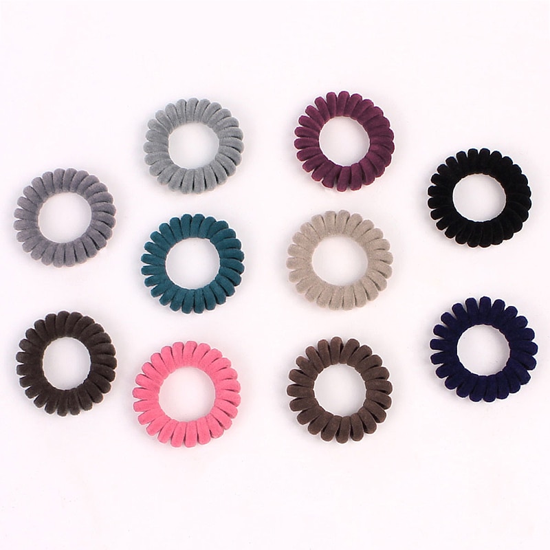 1PC Flannel Cloth Elastic Hair Bands Hair Ring Rope Spiral Nylon Rubber Band Traceless Girls Headwear Gum Telephone Wire Line