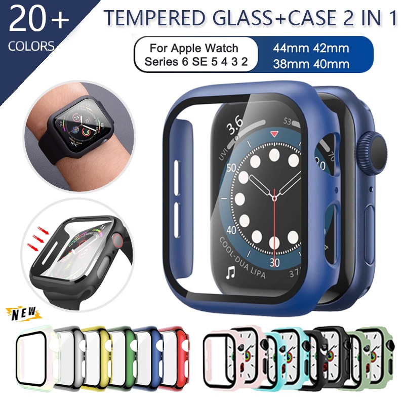 Tempered Glass Screen Protector+cover for Apple watch case 44mm 40mm series SE 6 5 4 3 Cover slim for iWatch 6 5 frame 38mm 42mm