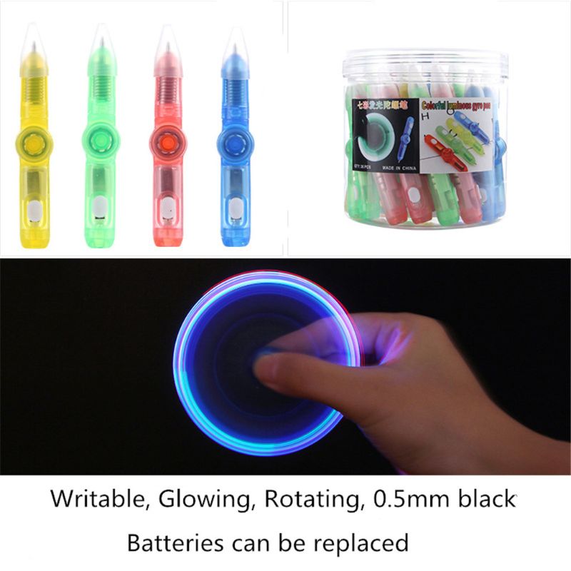 LED Spinning Pen Ball Pen Fidget Spinner Hand Top Glow In Dark Light EDC Stress Relief Toys Kids Toy Gift School Supplies 24BE