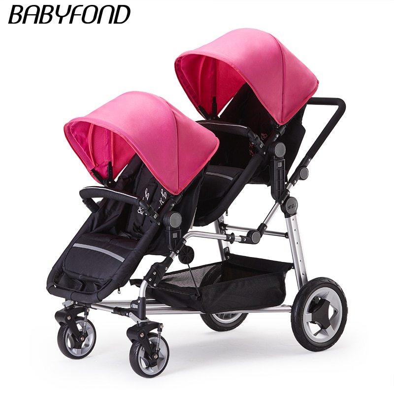 Kds Twin Baby Stroller High Landscape Two Baby trolley Hand Double Fold Front And Rear Can Lie Luxury Umbrella carts newborn