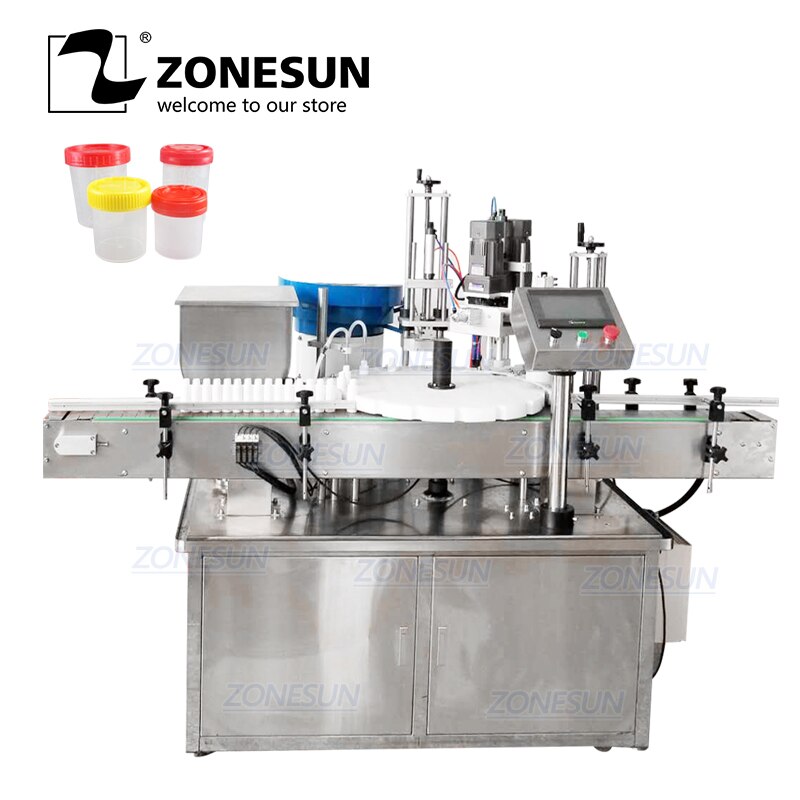 ZONESUN Pneumatic Filling Machine Water Drink Juice Bottle Glass Plastic Liquid Automatic Capping Screw Cap Machine