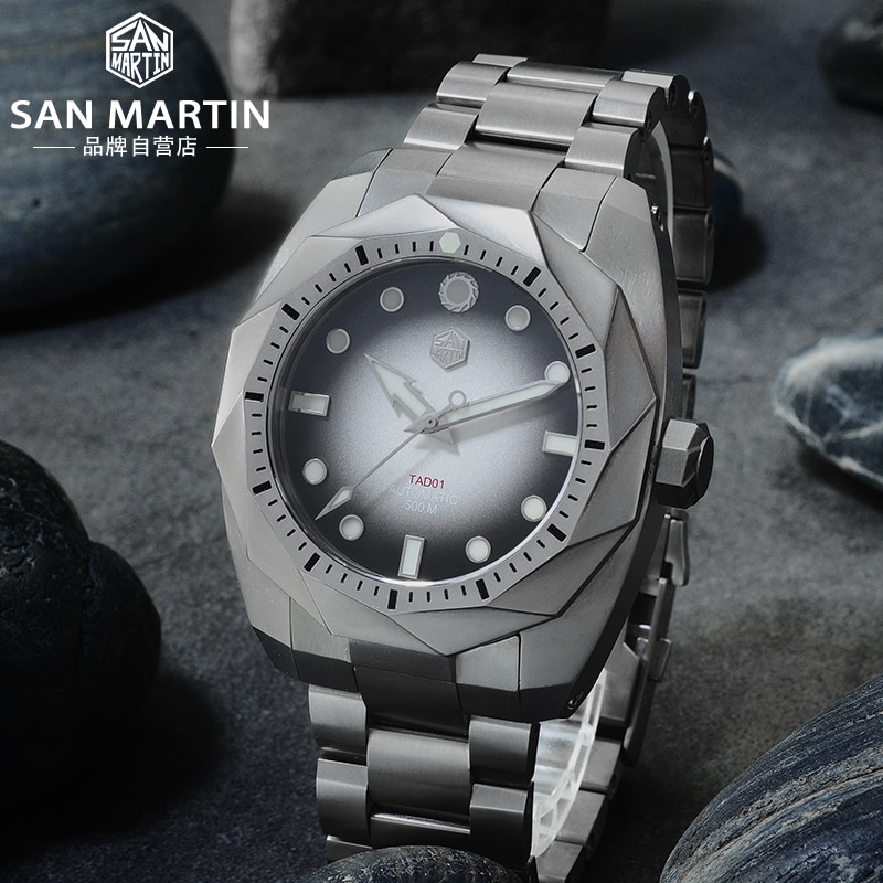 San Martin Men Automatic Titanium Diver Watch 500m meters Water Resistant SW200 Sapphire Crystal Titanium Strap Male Wrist watch