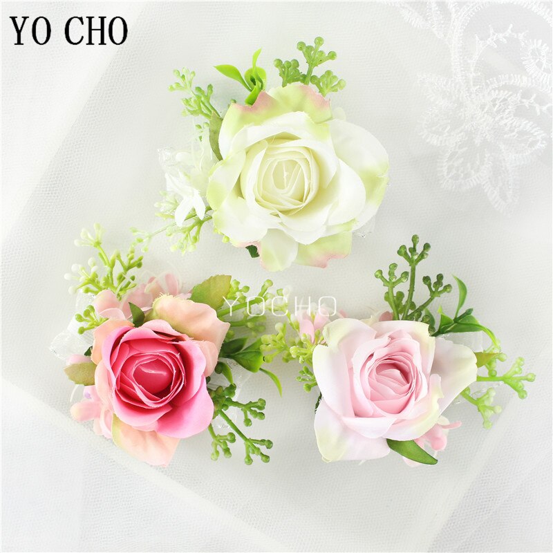 YO CHO Boutonniere Flowers Corsage Pin Boutonniere Buttonhole Men Wedding Bracelet Bridesmaid Wedding Buttonhole Witness Corsage