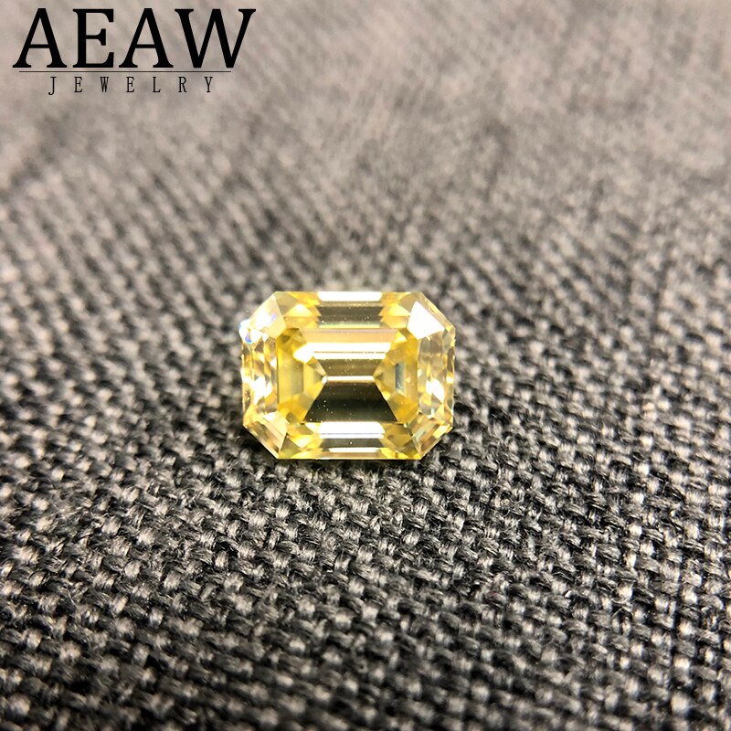 Emerald Cut 3.0 Carat Yellow Color Moissanite Loose Stone VVS Excellent Cut Grade Test Positive Lab Diamond