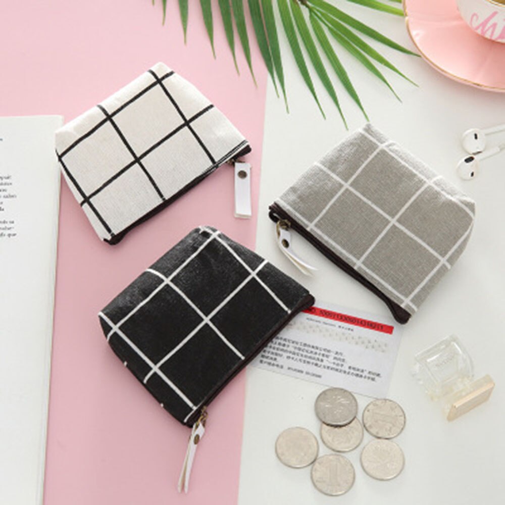 2020 New Women Kids Canvas Coin Purse Floral Plaid Zipper Pouch Small Wallet Children Female Holder Mini Money Bag Gifts