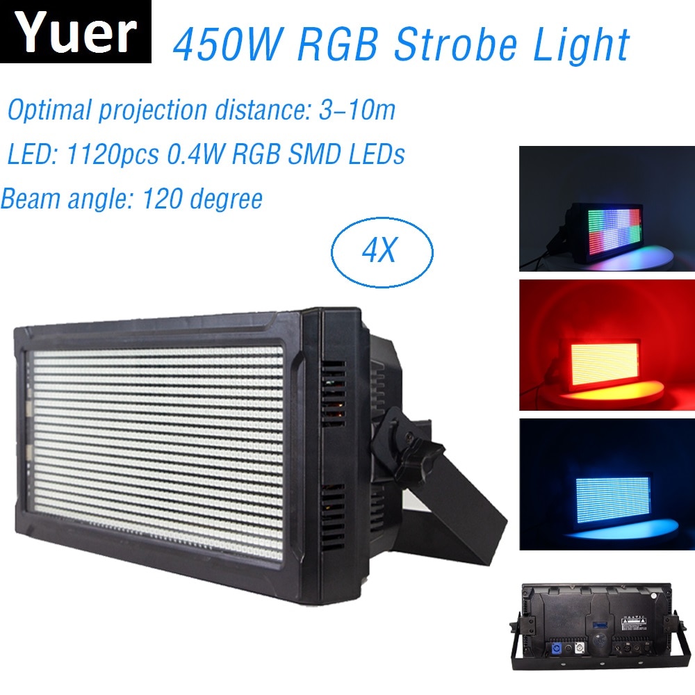 NEW SGM 450W LED Strobe Light DMX Super Bright RGB Color Mixing 1120 LEDs 0.4W DMX Strobe Flash Light For Disco Light Music Dj
