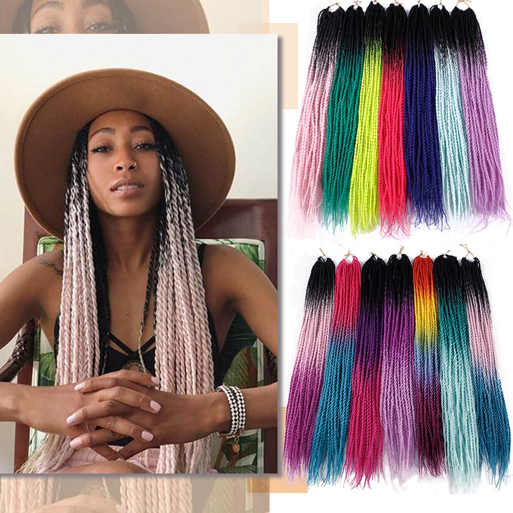 Senegalese Twist Hair Crochet Braids 24 inch 30 Roots/pack Crochet Hair Senegalese Braids Twist Hair for Braids