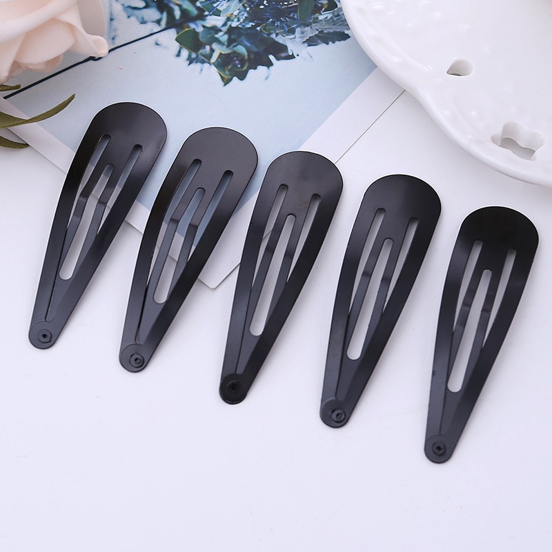 100Pcs Cute 5CM Hair Clips Pins Metal Snap Hair Accessories for Girls BB Hairpins Black Headbands for Kids Hairgrips Styling