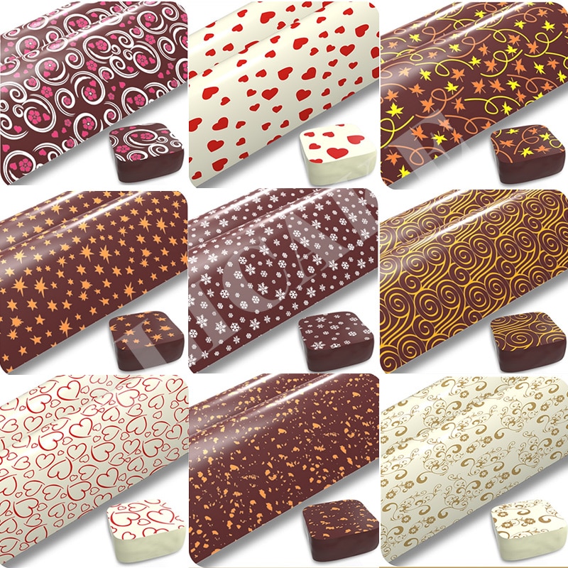 10-50Pcs Multi-Pattern Chocolate Transfer Paper Sheet A4 Food Decoration Bakery Chocolate Baking Pastry Cake Decoration Tools