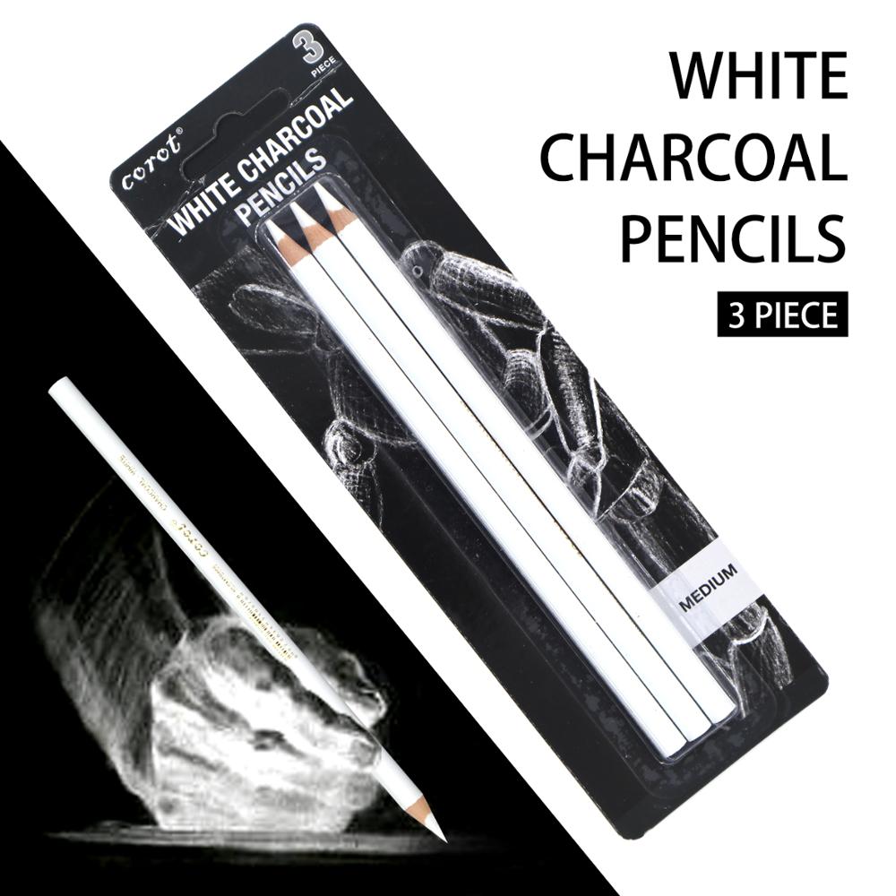 COROT 3Pcs White Sketch Charcoal Pencil Standard Pencil Drawing Pencils Set for Painter Painting Art Supplies