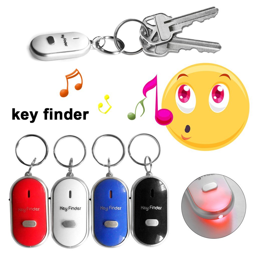 LED Whistle Key Finder Flashing Beeping Sound Control Alarm Anti-Lost Key Locator Finder Tracker with Key Ring