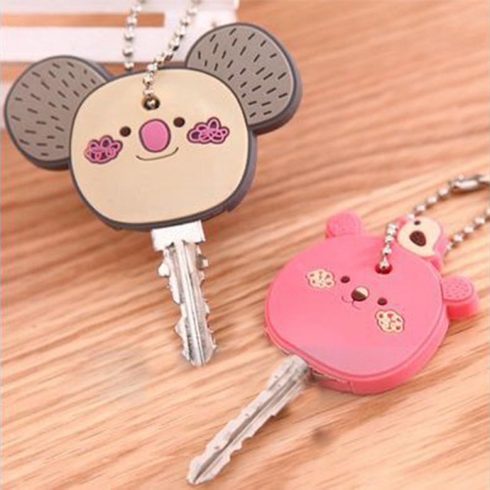 1 piece Lovely Korea Cute Animal Soft Key Top Head Cover Chains Cap Keyring Phone Strap DIY key Holder Gifts For Women